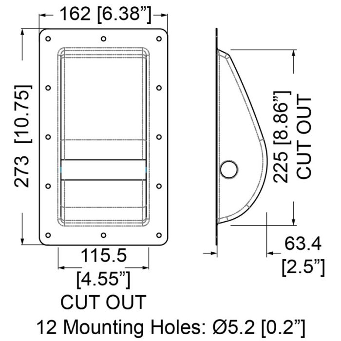 Poignée de coque d'enceinte Penn Elcom H1070 L