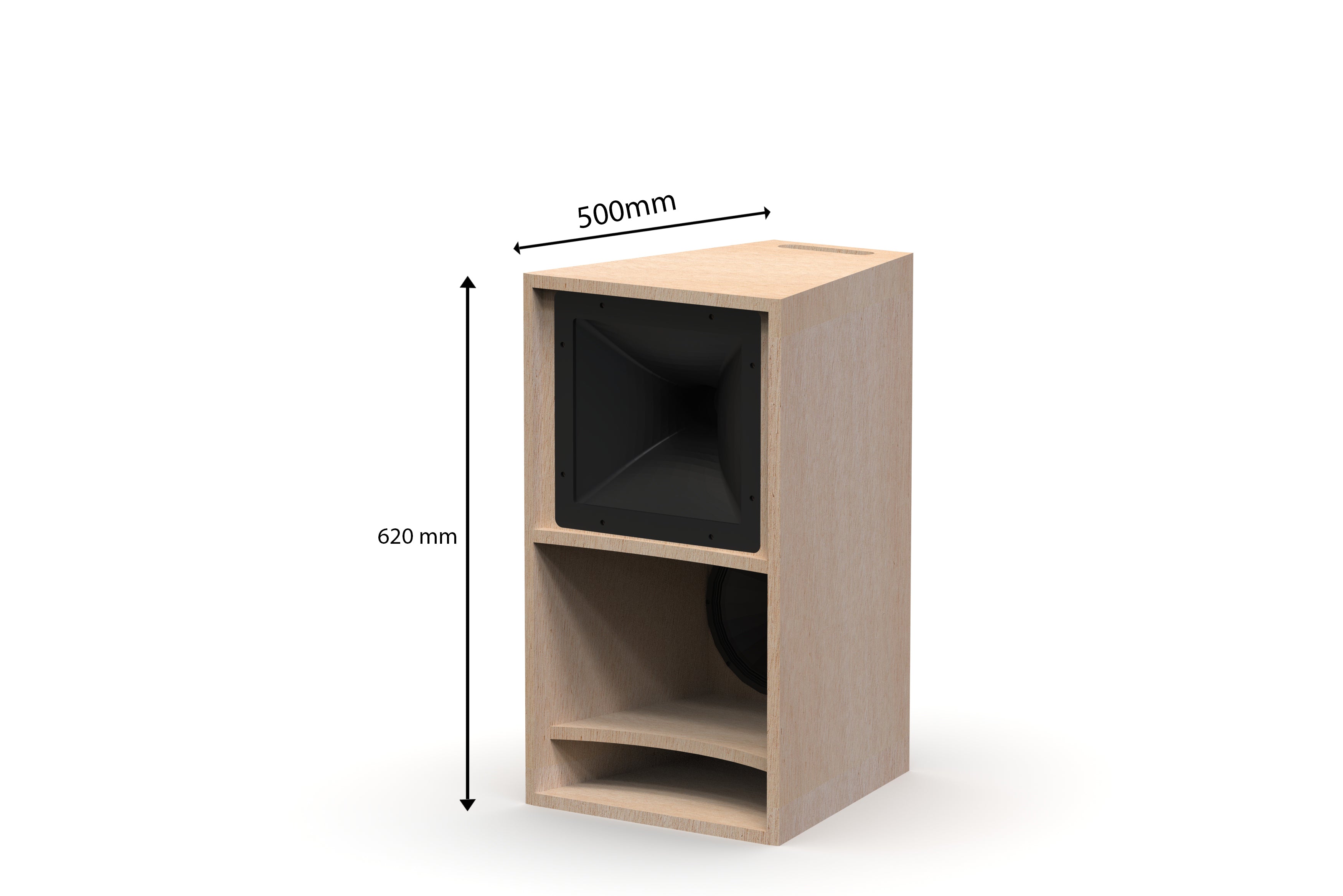 Faya Kick-Top 12 Inch in Raw Finish, Side View with Dimensions Displayed.