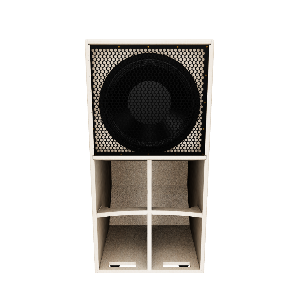 Faya Subwoofer 12 Inch in Raw Finish, 3D Rendering - full view showcasing all angles.